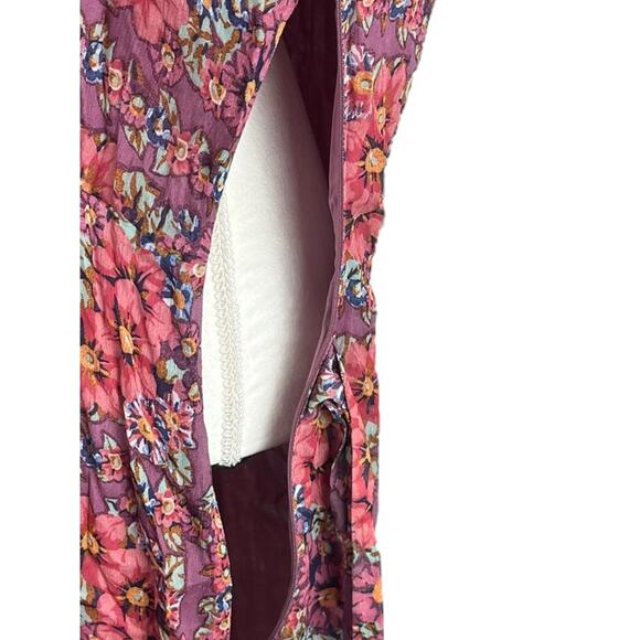 Sezane Noemia Mini Wrap Dress in Purple Flowers Long Sleece Boho NEW Size 46 - Picture 9 of 13